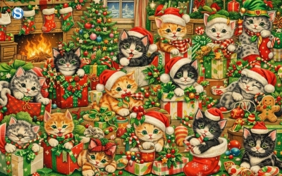 Кошки создают уют перед праздниками — найдите кошку с елочной игрушкой за 10 секунд!