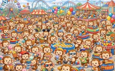 Парк обезьян скрывает щенка! Найдите его всего за 5 секунд — задача не для всех