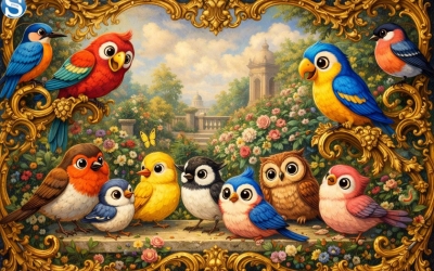 Найди червячка на роскошной картине с птицами! Справишься за 5 секунд?