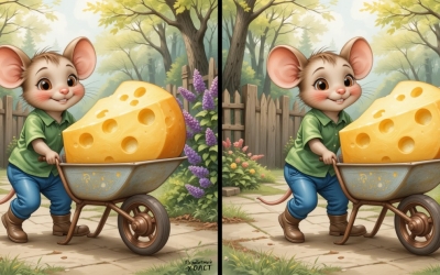 Задание для супервнимательных: найди 11 отличий! Мышонок с сыром ждёт