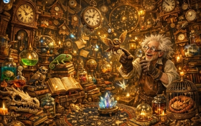 Лавка чудес профессора Стекляшкина: найдите мышку, спрятавшуюся в комнате