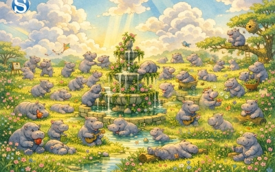 Веселый тест на внимательность: среди бегемотов у фонтана спряталось другое животное