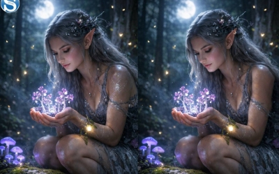 Прекрасная эльфийка в сказочном лесу: сможете ли вы заметить разницу на картинке за 10 секунд?