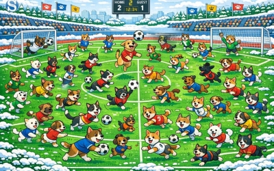 Тест на внимательность: найдите собачку в кепке на футбольном поле за 5 секунд