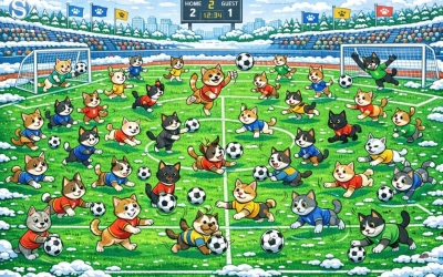 Кошки на футболе: найдите мышку-шпионку среди хвостатых игроков за 5 секунд! Тест на внимательность