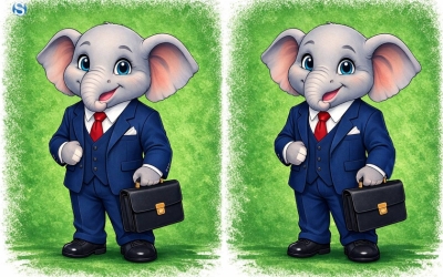 Перед деловым собранием: найдите отличие в костюмах слоника за 10 секунд