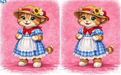 На картинке изображена кошечка. Найдите одно отличие за 5 секунд!