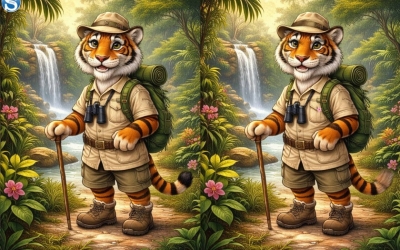 Тест на внимательность за 5 секунд: найдите три отличия у тигрицы в джунглях