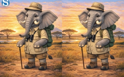 Найди отличие за 10 секунд: слон путешествует по Африке