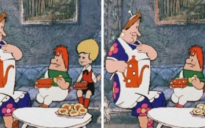 Тест на внимательность из СССР: найдите более 10 отличий на двух кадрах из советского мультфильма про Карлсона