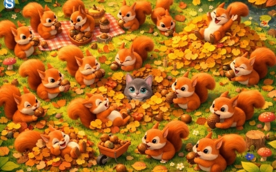 Тест на внимательность: помогите кошке найти рыбку среди белок