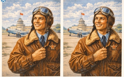 Найдите отличия на картинке с советским пилотом - тест эпохи СССР