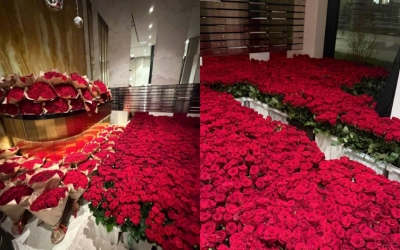 Неизвестный оставил миллион роз за 70 млн рублей в подъезде ЖК в Раменках — девушка отказалась от цветов