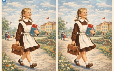 Тест эпохи СССР: найдите отличия на картинке с советской школьницей