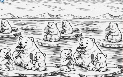 Тест на внимательность: мишки едят мороженое. Найдите три отличия за 5 секунд!