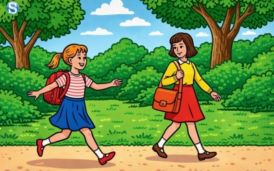 Загадка на логику: две девочки в парке — кто идёт в школу, а кто возвращается домой?