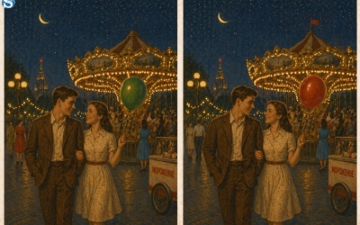 Тест на внимательность времен СССР: найдите три отличия на картинке с советским парком за 5 секунд