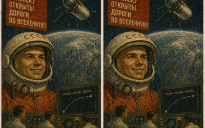 Тест на внимательность времен СССР: советский космонавт и три отличия на картинке