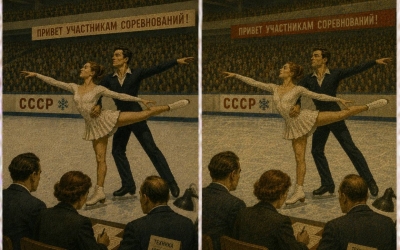 Тест СССР: найдите три отличия на картинке про советских фигуристов