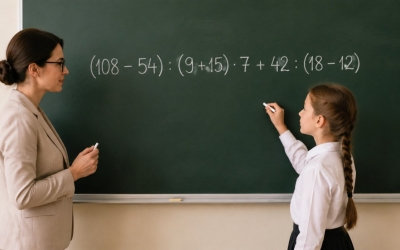 Новый уровень сложности: пример (108 − 54) : (9 + 6) · 7 + 42 : (18 − 12). Справитесь за 20 секунд?