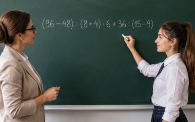 Проверьте себя: решите пример (96 − 48) : (8 + 4) · 6 + 36 : (15 − 9) за 20 секунд!
