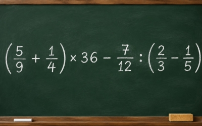Новый математический челлендж: решите пример (5/9 + 1/4) × 36 − 7/12 : (2/3 − 1/5)