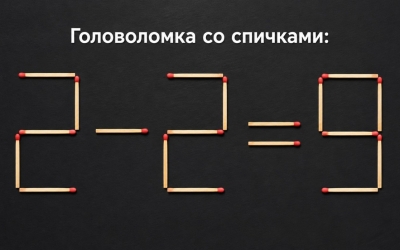 Головоломка со спичками: как превратить 2−2=9 в правильный пример одним движением?