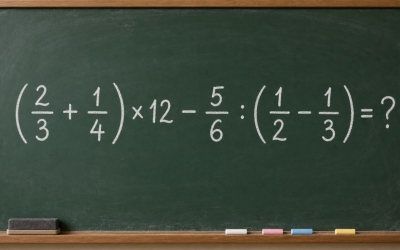 Математический челлендж: решите пример с дробями (2/3 + 1/4) × 12 − 5/6 : (1/2 − 1/3)