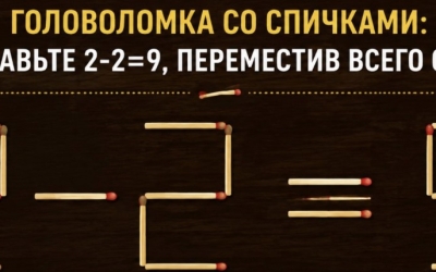 Спичечная головоломка: 2 − 2 = 9 — найдите решение за один ход