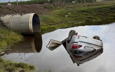 В Усть-Алданском районе автомобиль опрокинулся в водоем: две пассажирки погибли