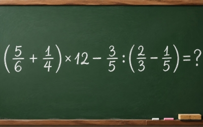 Математический челлендж: решите пример с дробями (5/6 + 1/4) × 12 − 3/5 : (2/3 − 1/5)