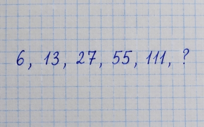 Задача на логику: какое число продолжает ряд 6, 13, 27, 55, 111, ?