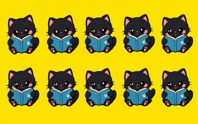 Тест на внимательность: читающие котики. Найдите одно отличие за 3 секунды!