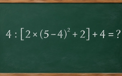 Математический челлендж: решите пример 4 : [2 × (5 − 4)² + 2] + 4 = ?