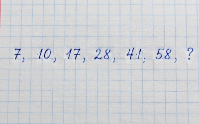Логическая задача: продолжите ряд 7, 10, 17, 28, 41, 58, ?