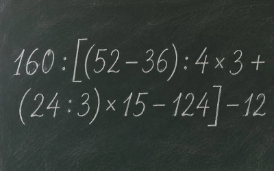 Сможете ли вы решить пример 160 : [(52 − 36) : 4 × 3 + (24 : 3) × 15 − 124] − 12 без ошибки?