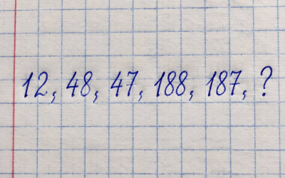 Логическая задача: какое число продолжает ряд 12, 48, 47, 188, 187, ?
