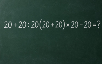 Математический челлендж: 20 + 20 : 20(20 + 20) × 20 − 20 = ?