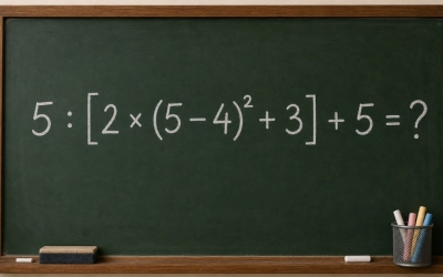 Математический челлендж: 5 : [2 × (5 − 4)² + 3] + 5 = ?