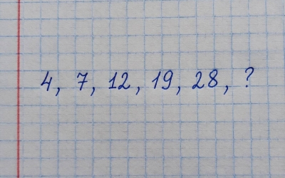 Логическая задача: какое число продолжает ряд 4, 7, 12, 19, 28, ?