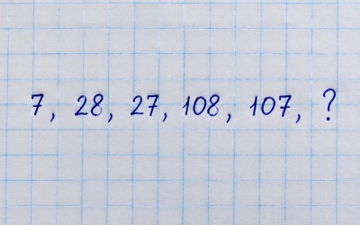 Ответ на логическую головоломку: смогли продолжить ряд 7, 28, 27, 108, 107, ?