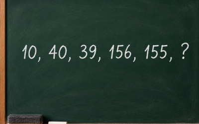 Задача на логику: какое число продолжает последовательность 10, 40, 39, 156, 155, ?