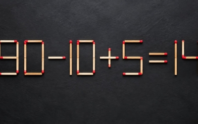 Головоломка со спичками: 90 − 10 + 5 = 14. Переложите одну спичку, чтобы равенство стало верным