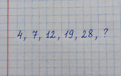 Ответ на логическую задачу: какое число продолжает ряд 4, 7, 12, 19, 28, ?