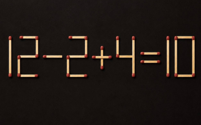 Головоломка со спичками: исправьте равенство 12 − 2 + 4 = 10, переложив одну спичку