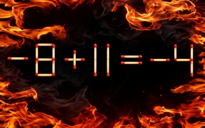 −8 + 11 = −4: переставьте одну спичку и исправьте равенство