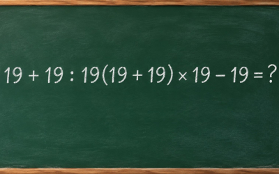 Сможете ли вы решить пример 19 + 19 : 19(19 + 19) × 19 − 19 без ошибки?