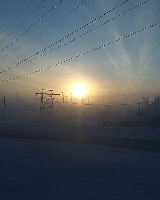 В Якутске снег и туман