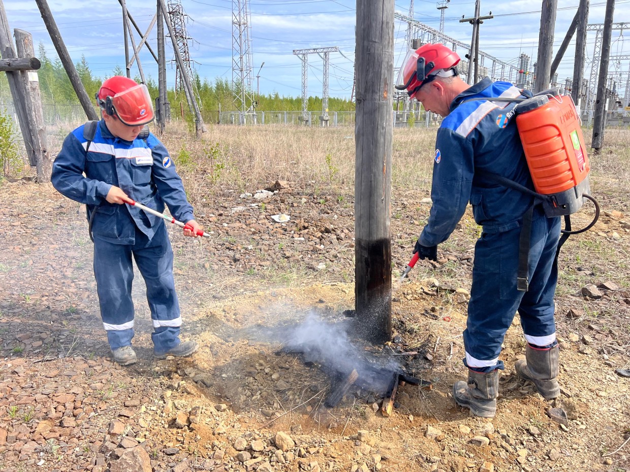 В Западных электрических сетях Якутскэнерго провели тренировку по тушению лесного ландшафтного пожара